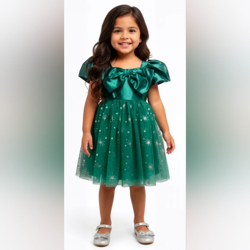 Green Fancy Dress with Star Accents, Wedding